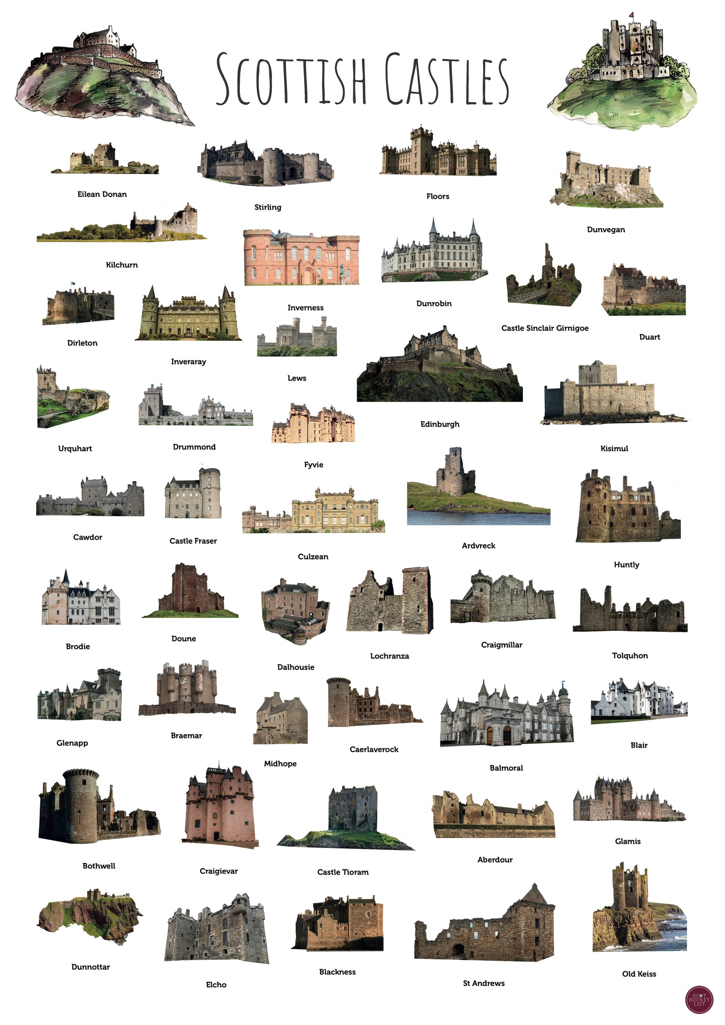 Scottish Castles Scratch off Print