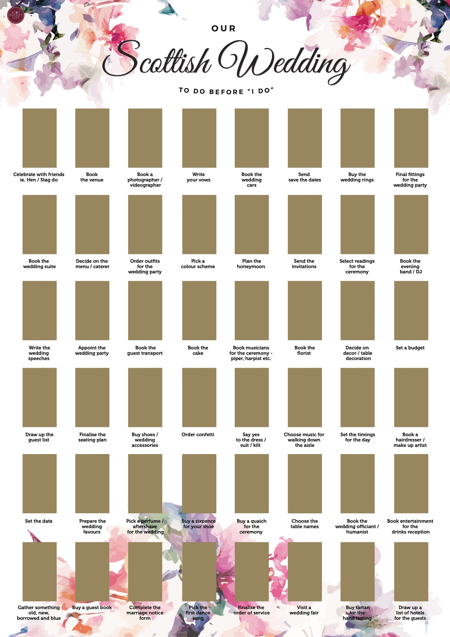 Scottish Wedding Planning Scratch off Print