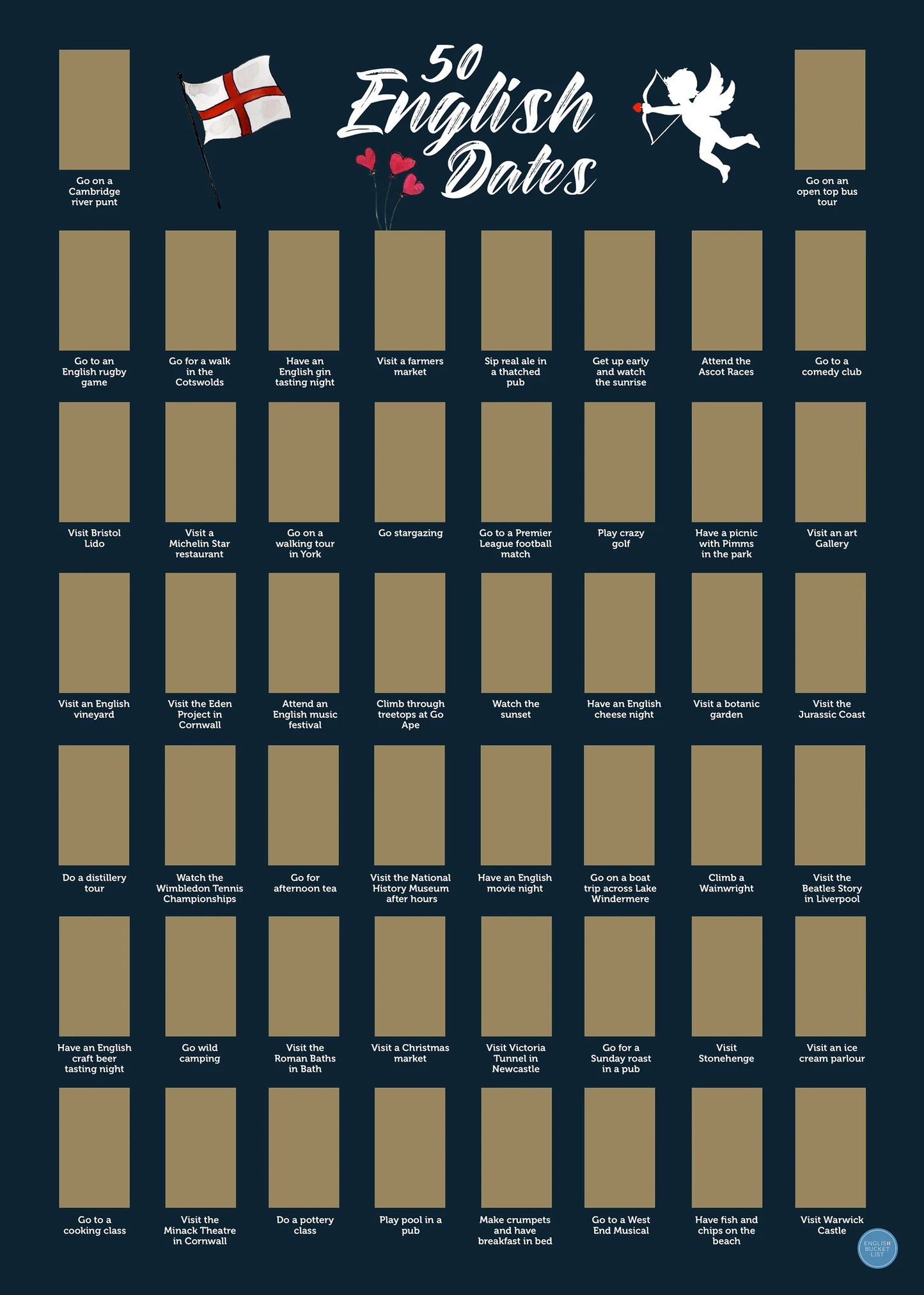 English Dates Scratch off Print